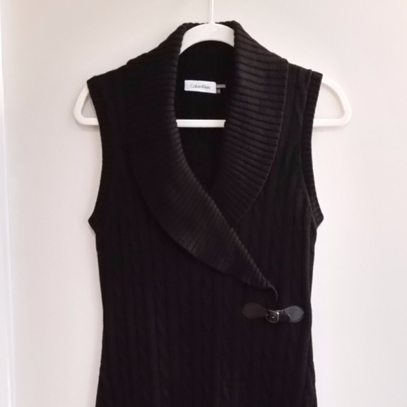 Black Sleeveless shawl collar Calvin Klein dress - Picture 2 of 5